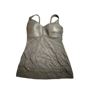 Rhonda Shear Black Polka Dot Mesh Lace Trim Pin-Up Camisole Shapewear M RS1001